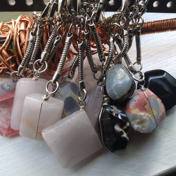 BUNDLE Natural Stone Keychains (12 PCS) for wholesale by Norahz Boutique