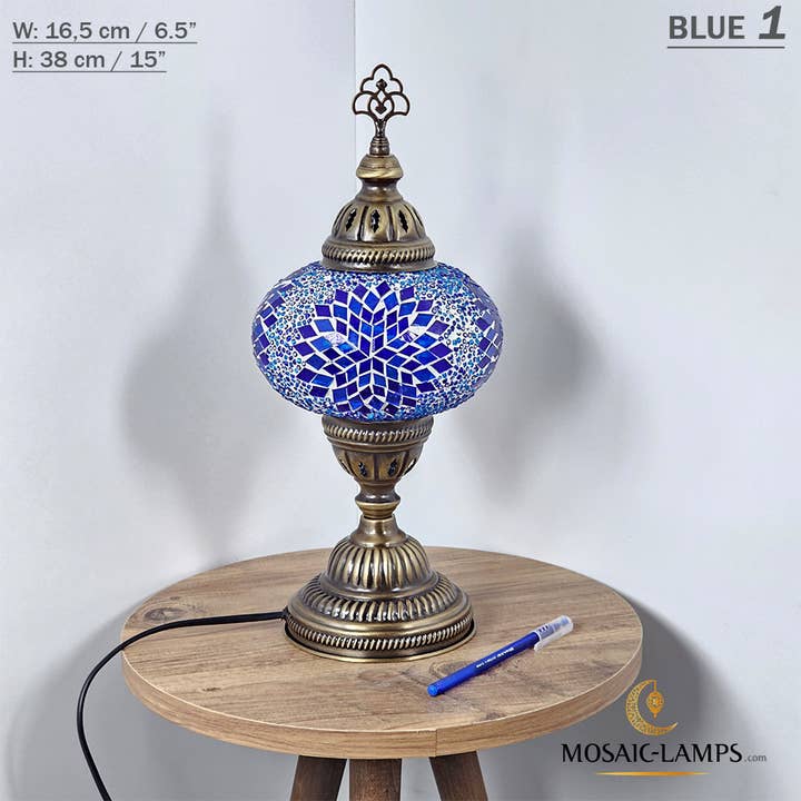 Mosaic Lamps - Wholesale Accent/Desk Lamp - 10+ Colors - Turkish Mosaic Large Globe Table Lamp, Marrakec1