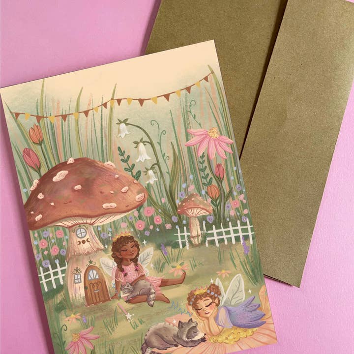 Sleepy fairyland Fairy all occasion card for wholesale by Besitos & Giggles Creations