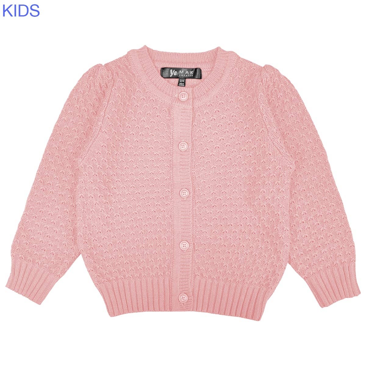 Mak - Vendita all'ingrosso Cardigan - Bambini - Cardigan corto all’uncinetto per bambina con bottoni vintage MK3514KID12