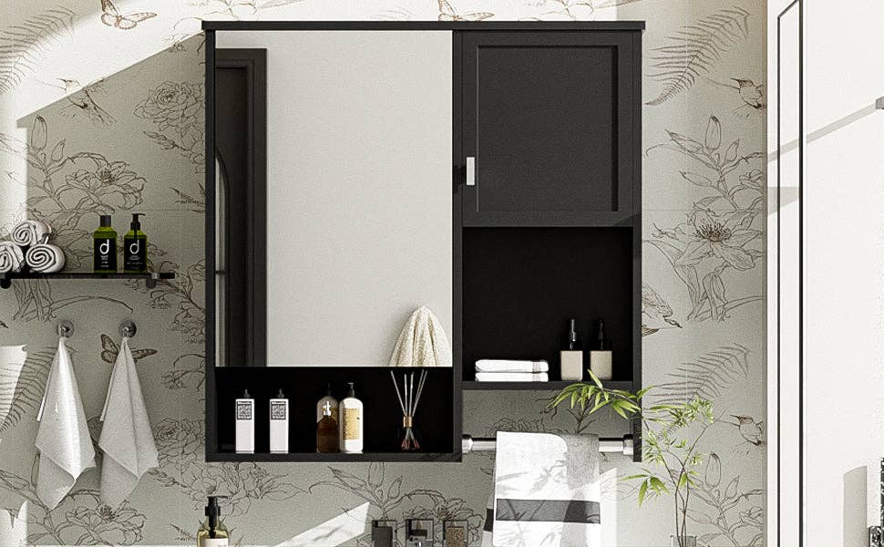 39F Inc. - Vente Armoire - Armoire de salle de bain murale noire avec miroir, 29x28 pouces17