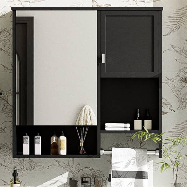 39F Inc. - Wholesale Cabinet - 29x28in Black Wall Mounted Bathroom Cabinet with Mirror17