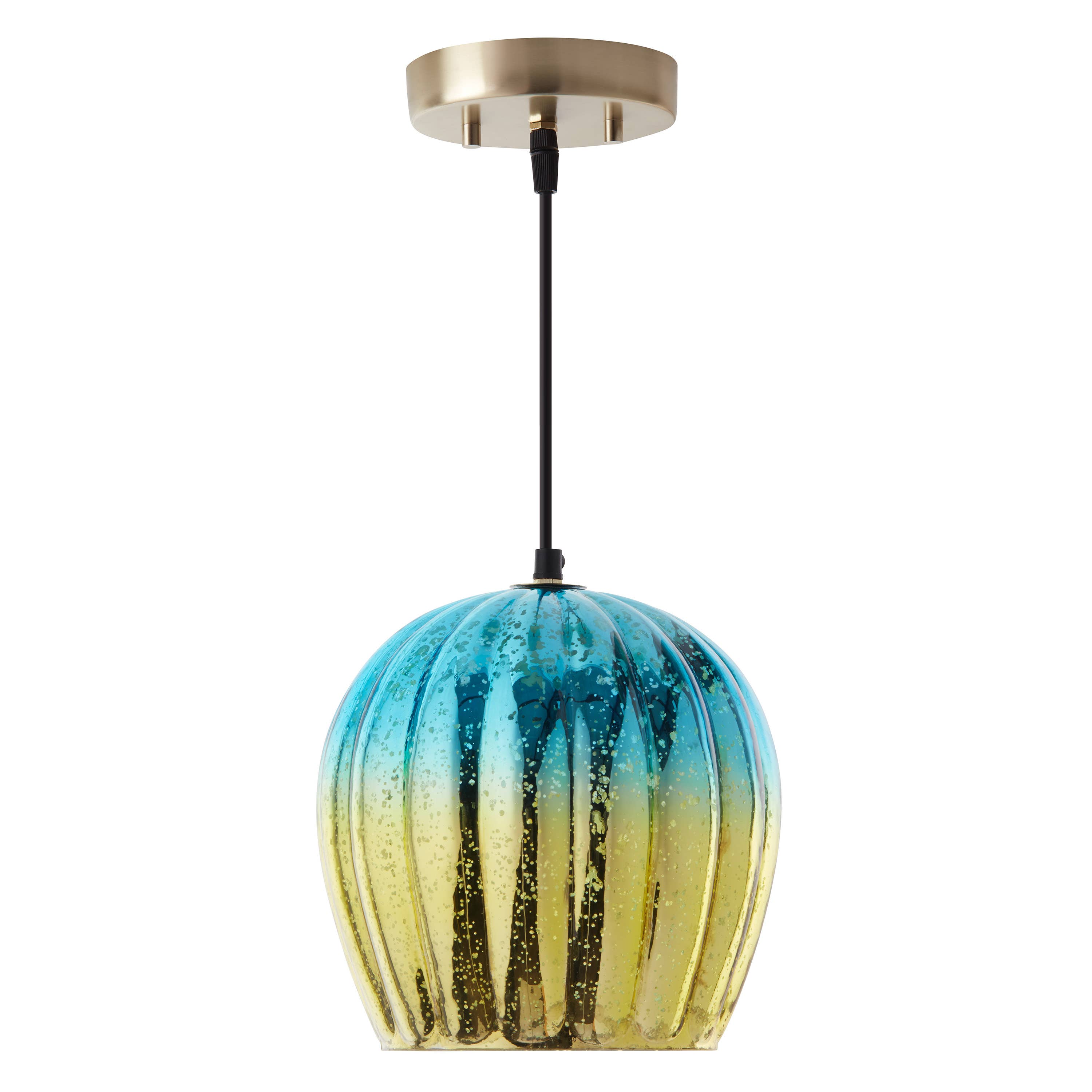 River of Goods - Wholesale Chandelier/Hanging Light - 9"W Gold Pendant with Teal & Gold Ombre Mercury Glass Shade9