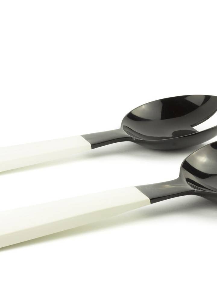 Groot zwart hoornbestek met houten ivoor gelakt voor wholesale door rivêt - L'Indochineur