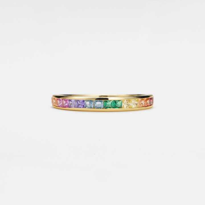 Bague de mariage Rainbow Gem en argent sterling 925 pour la vente par Perimade & Co. LLC