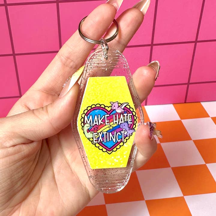 LGBT LGBTQIA+ Inclusive Pride Motel Keychain for wholesale by Stickers+ X Ashley Bexar