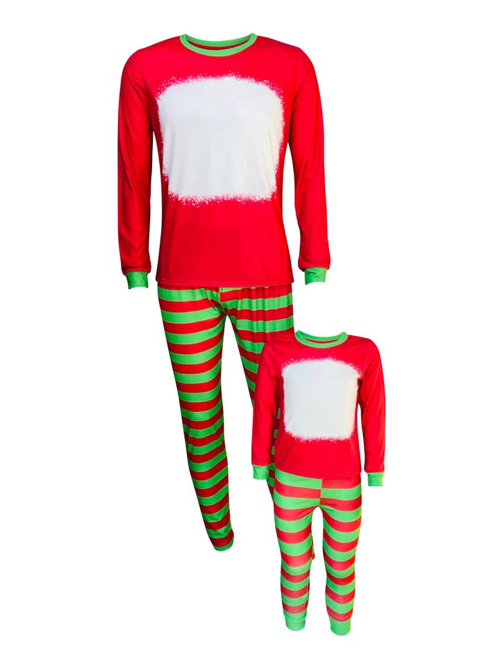 ILTEX Apparel - Wholesale Sleepwear Set - Women's - Christmas FAUX Bleached Red Green Family Pajama Set (Kids & Adult)