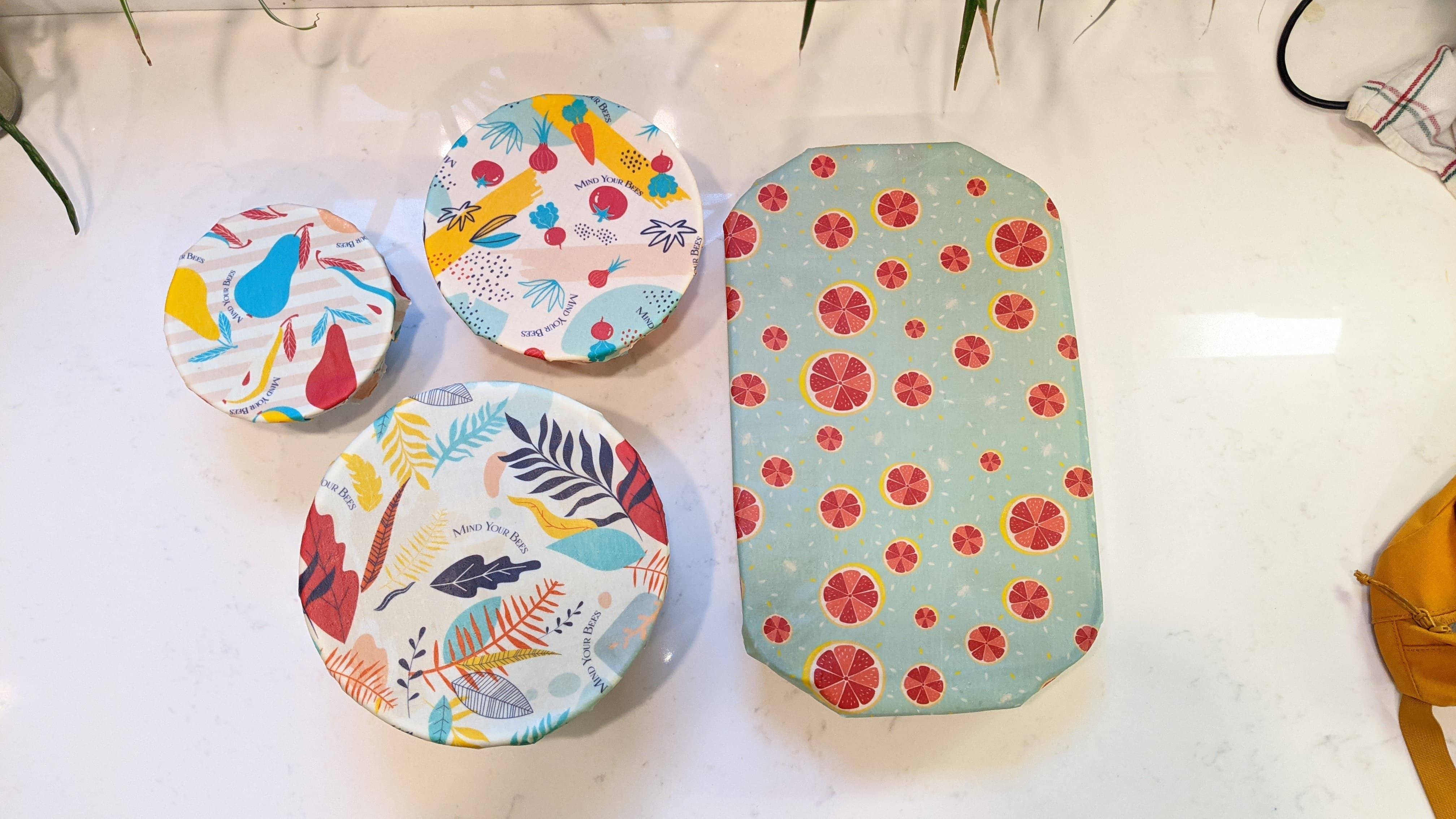 Mind Your Bees Handmade Wraps - Wholesale Food Storage Wrap/Bag - Beeswax Food Wraps - Sm or Lg Set Picnic Red Stripes Print3