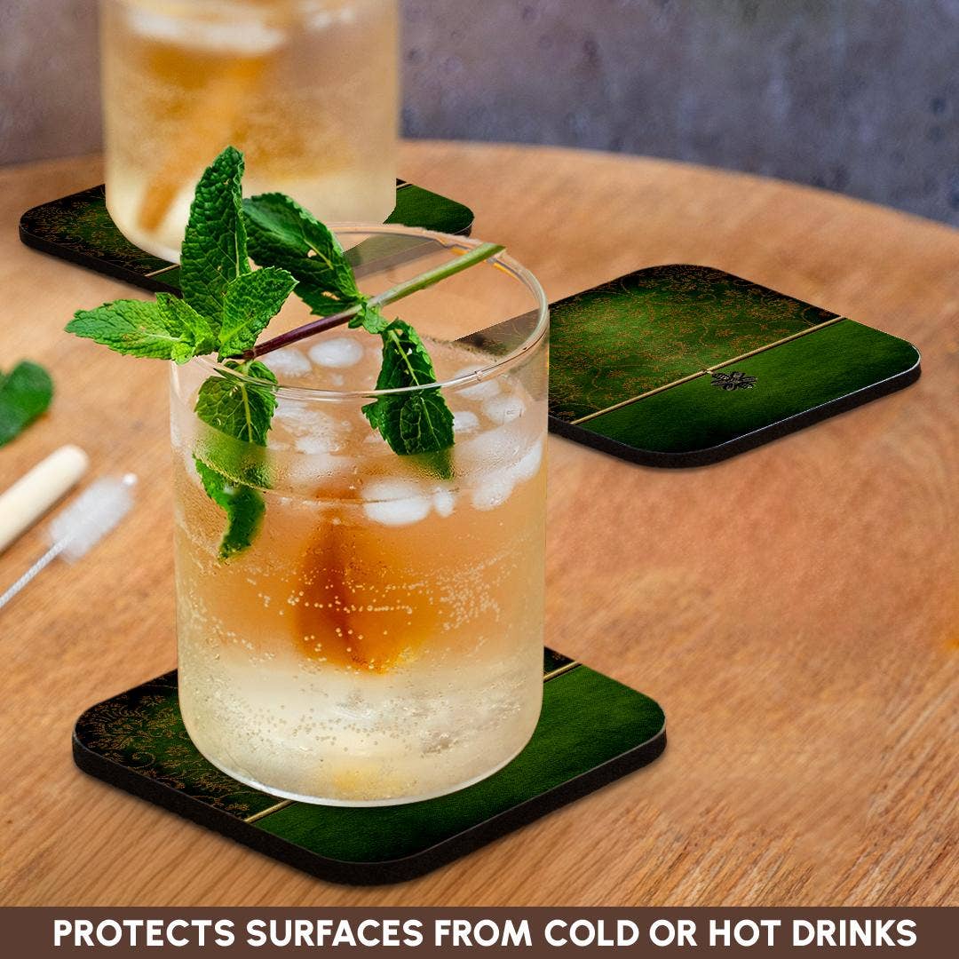 3dRose - Wholesale Coasters - 3dRose, Image of Elegant Damask and Flower Jewel Design Green and Gold, Coaster9