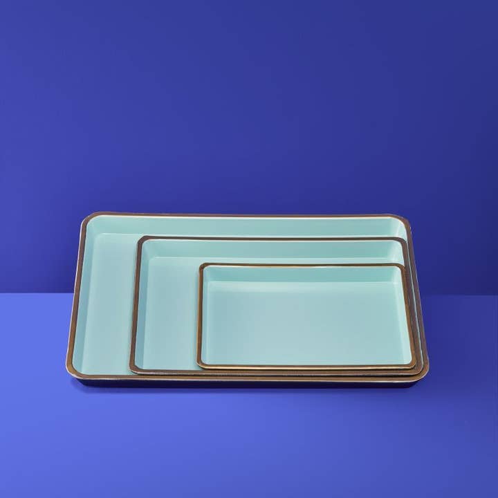 Conjunto de 3 tabuleiros, plástico turquesa, 31,5 x 21,5 x 2 cm por atacado de WERNS