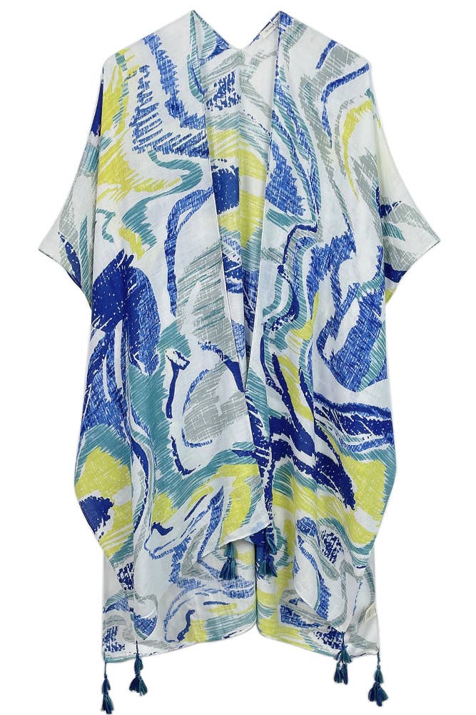 Hana - Wholesale Kimono - Women's - Abstract Print Tassel Summer Kimono6