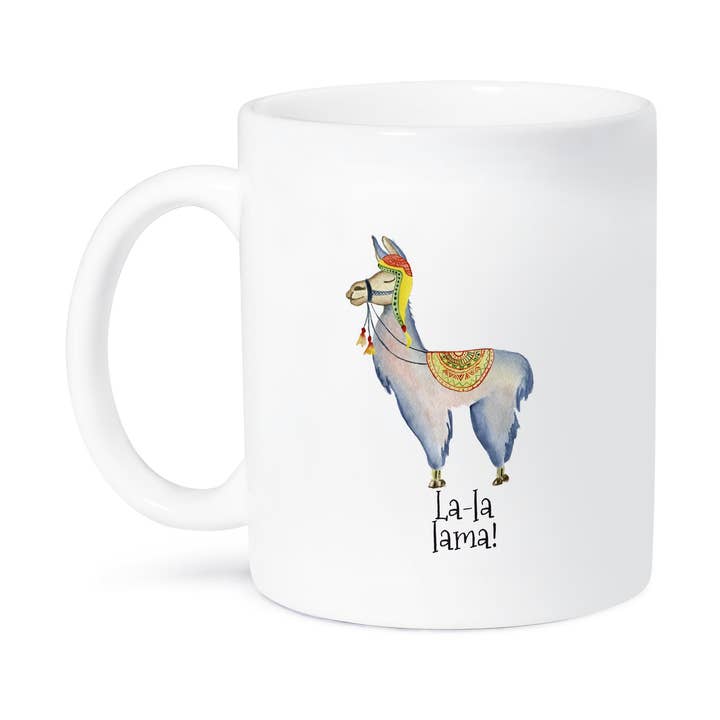 3dRose - Wholesale Coffee Mug - 3dRose, Cute Watercolor Illustration Llama With Typography - LA LA LAMA, Mug8