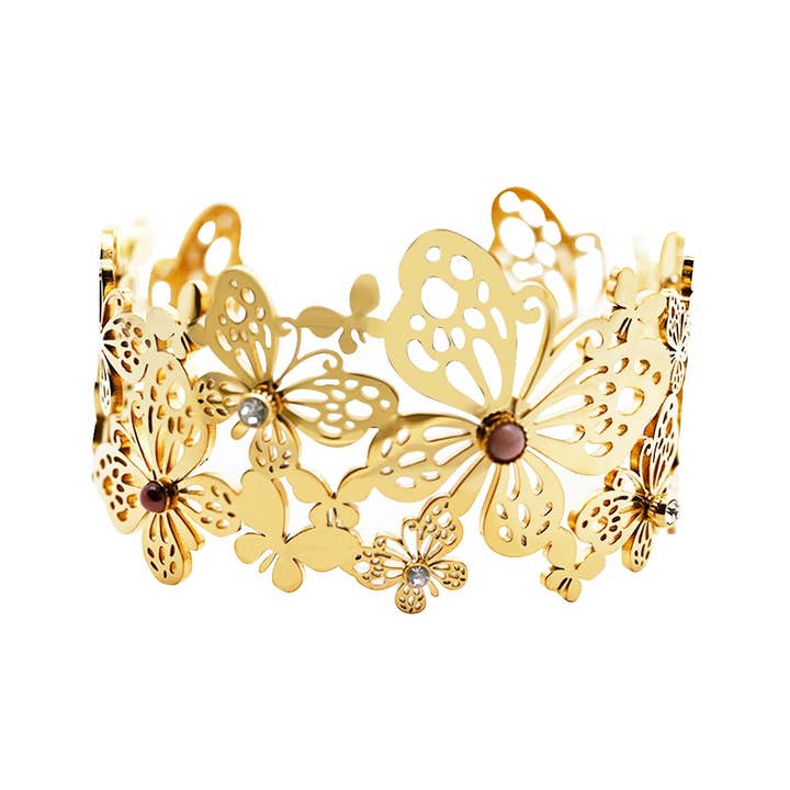 AMORINO SRL - Wholesale Cuff Bracelet - ADJUSTABLE SEMI-RIGID BUTTERFLY BRACELET - WF24116A105