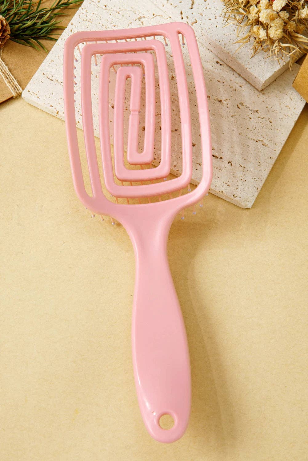 Gossamer Pink ABS Fluffy Hair Volume Comb for wholesale on Faire1