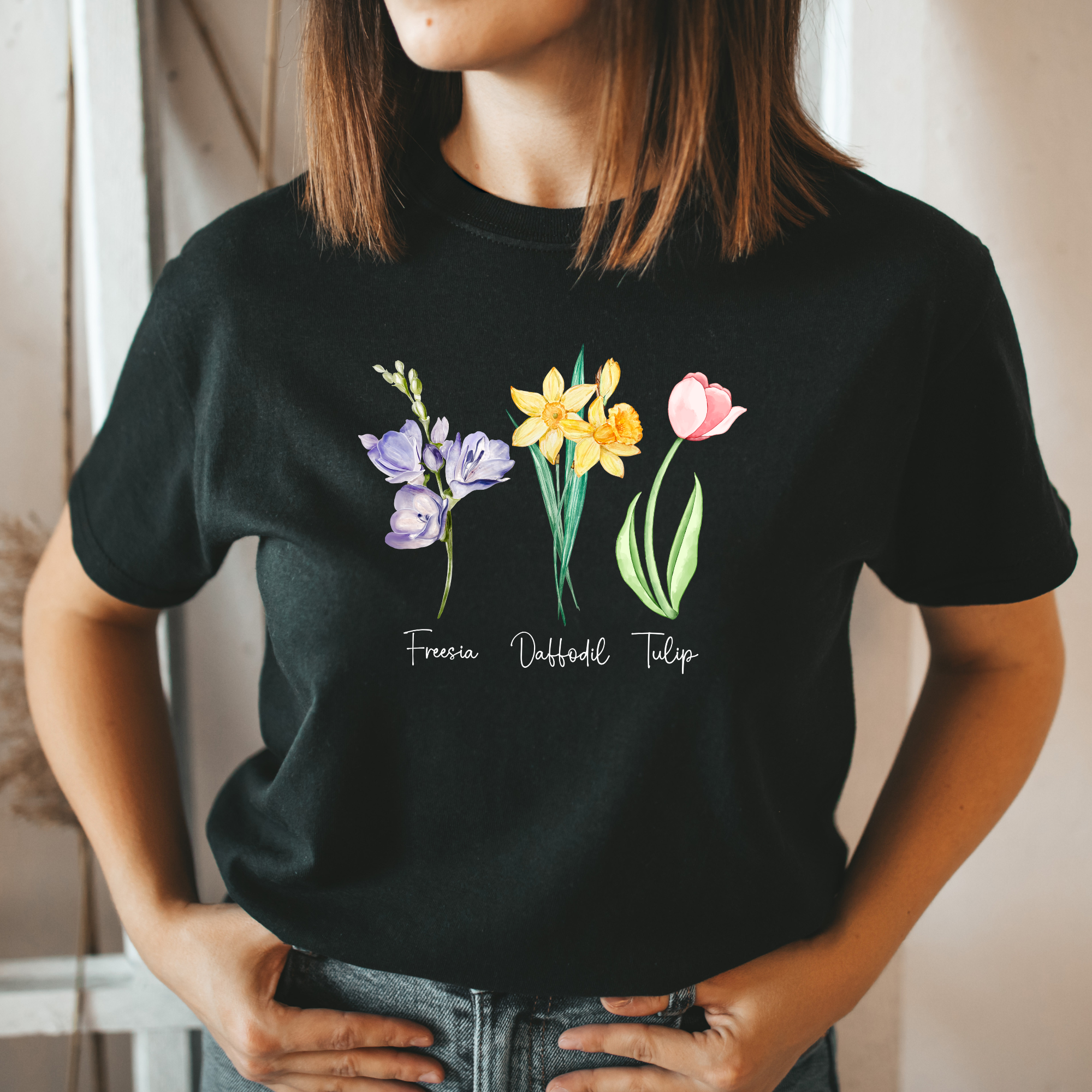 Eleven Fashion – Großhandel T-Shirt mit Siebdruck – Damen – Blumiges FDT-Hemd0