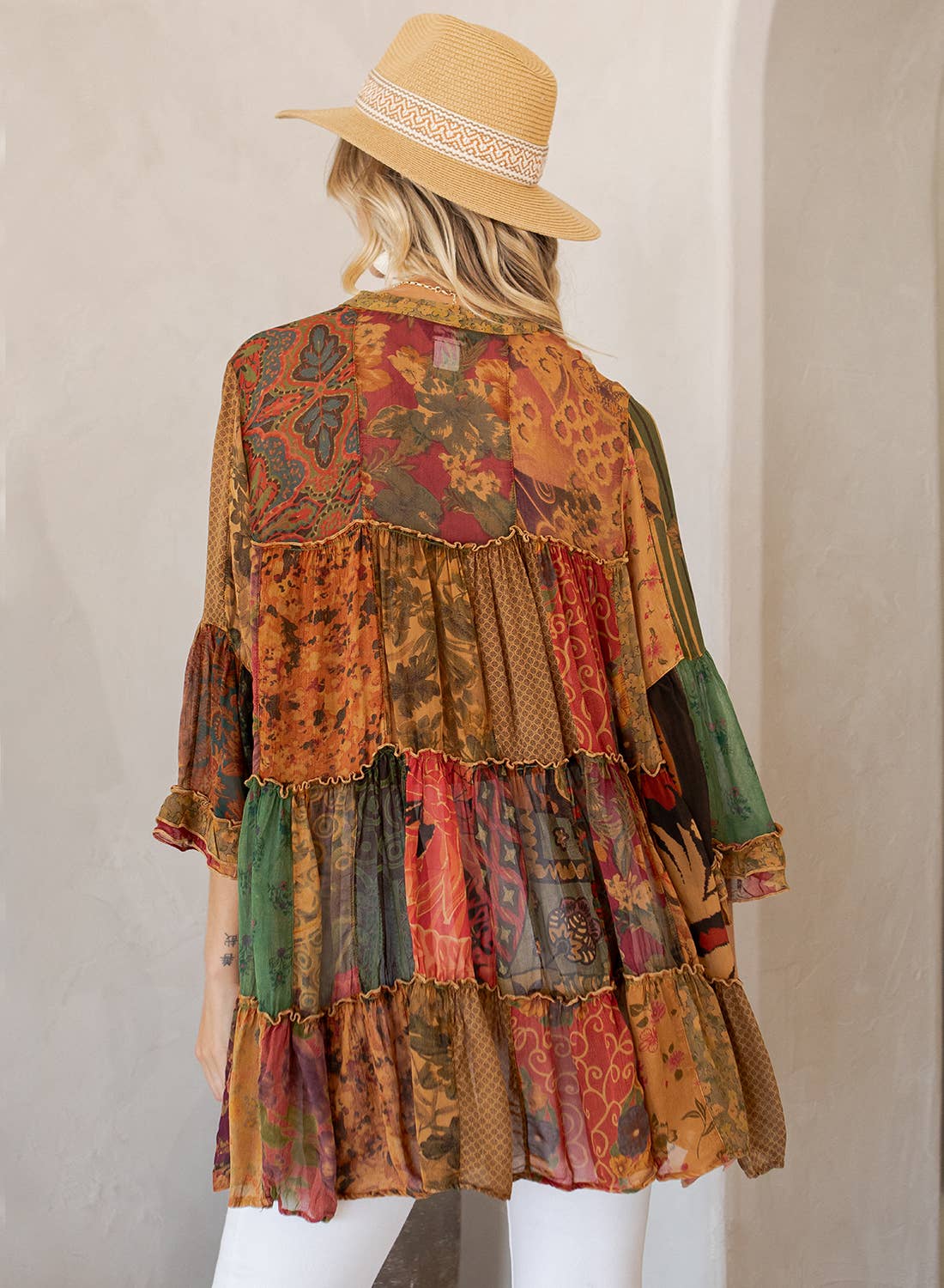 Young Threads - Venta al por mayor Blusa - Mujer - Top Jhabla con Cuello de Banda Teñido Chic (Nuevo Color)3