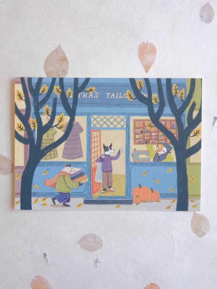 Tabitha's Tailor Shop Postcard Art Print for wholesale by Justine Gilbuena
