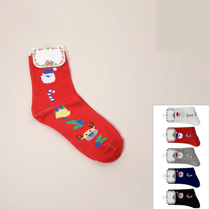 Christmas Pattern Cotton Socks - Assorted for wholesale by Happy PoP