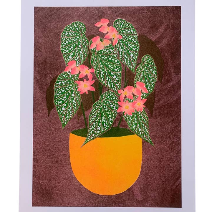 Risograph Print - Begonia Earth tones 8.5x11 for wholesale by StitchPrism