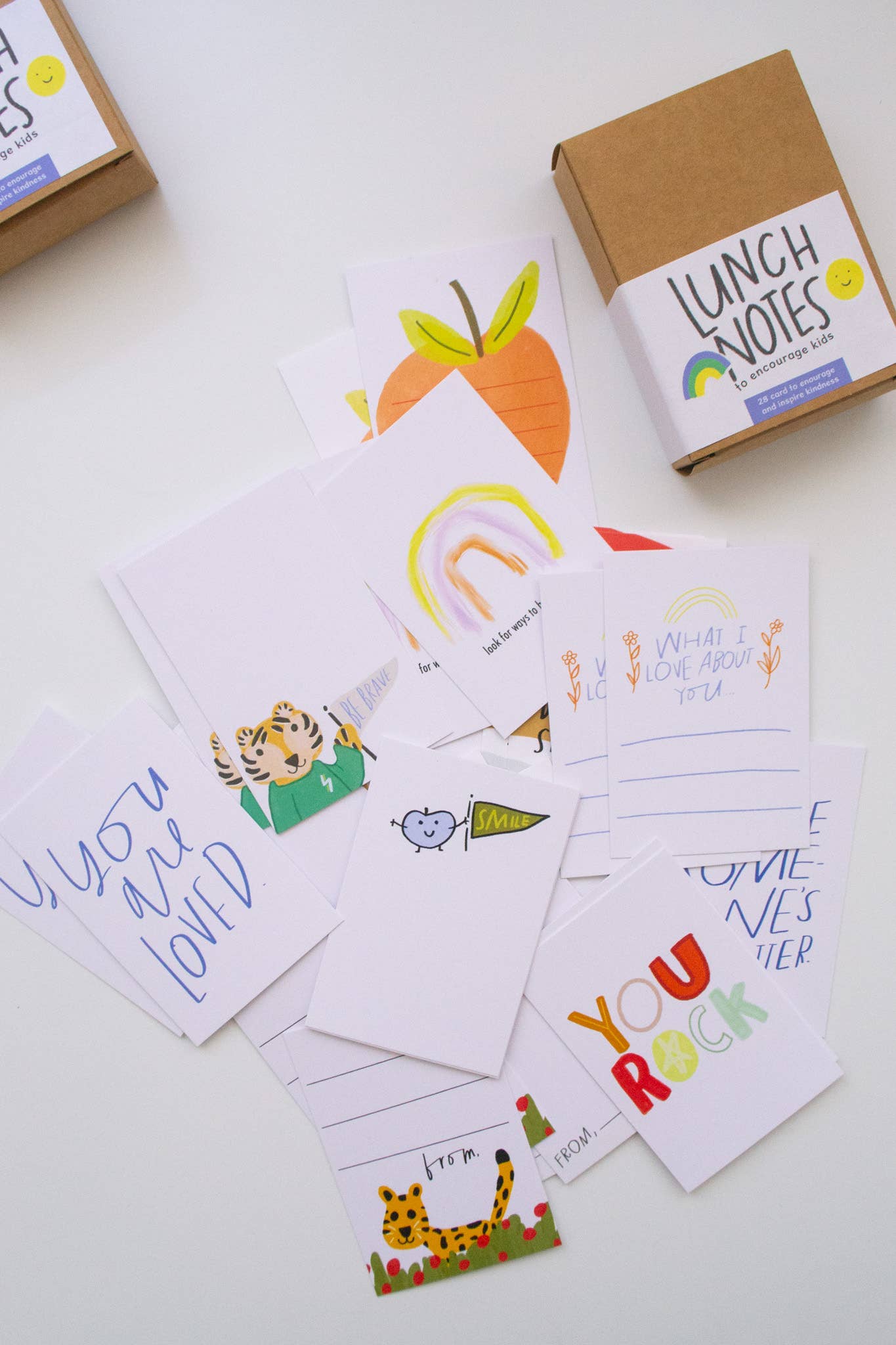 give with joy - Wholesale Stationery/Notecard Set - Lunch Notes to Encourage Kids, 28 Cards for Lunches5