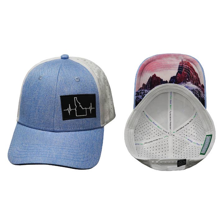 Casquette Idaho | Profil Bas | Queue de Cheval | Bleu Clair - Blanc pour la vente par The Heartbeat Brand