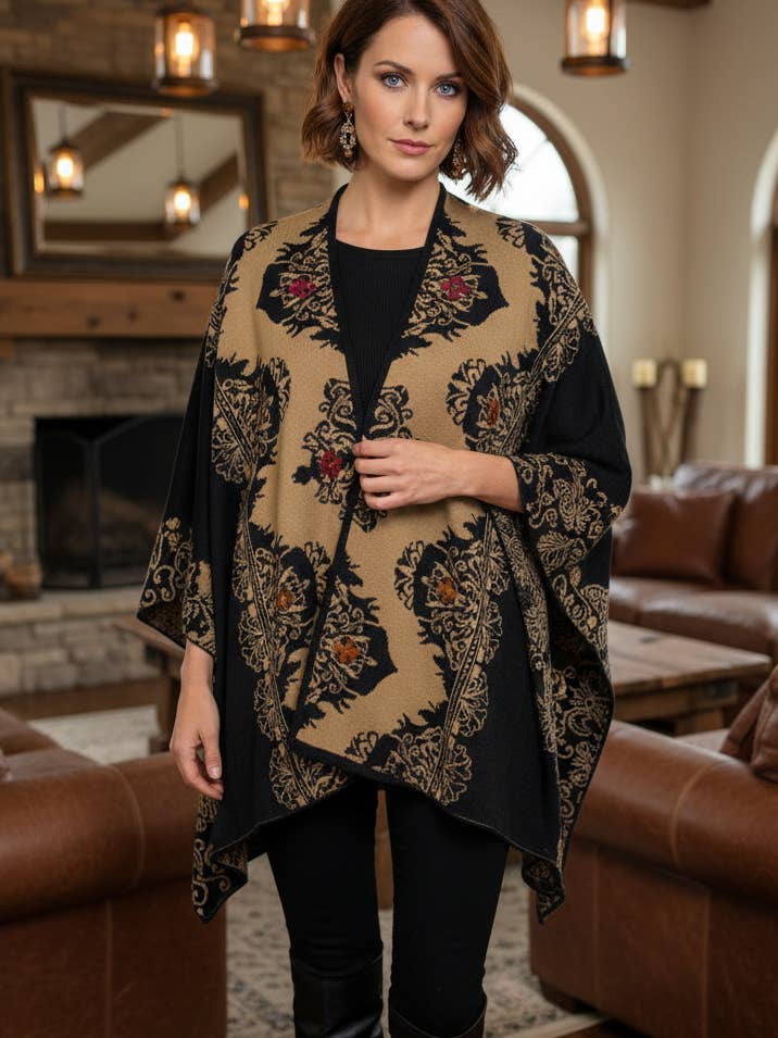 PERUVIAN PERFECTION – wholesale Cape - Dam – RN-428 Elegant Vändbar Alpacka Cape3