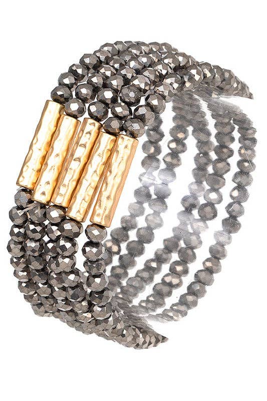 Andrea Bijoux - Wholesale Beaded Bracelet - GLASS SEED BEAD METAL ACCENT BRACELET7