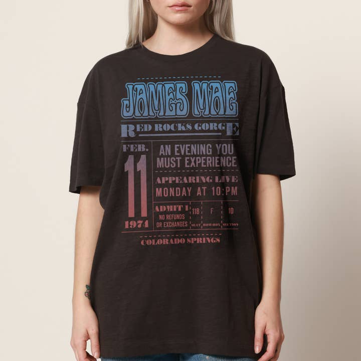 James Mae Ticket Black Oversized Tee for wholesale by James Mae