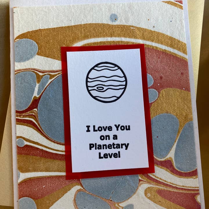 Jupiter Planetary Love card for wholesale by Deep Ink Letterpress