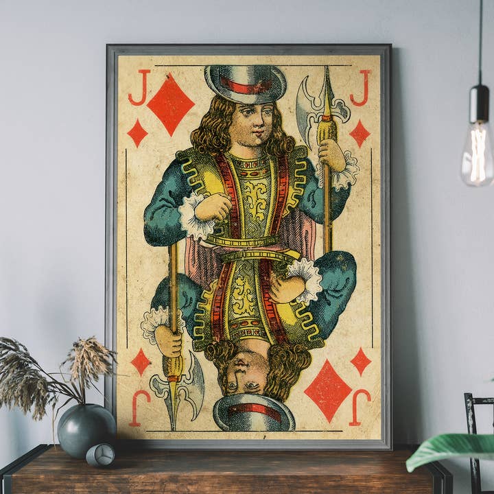 Vintage Playing Card Print - Jack of Diamonds for wholesale by Ink & Drop