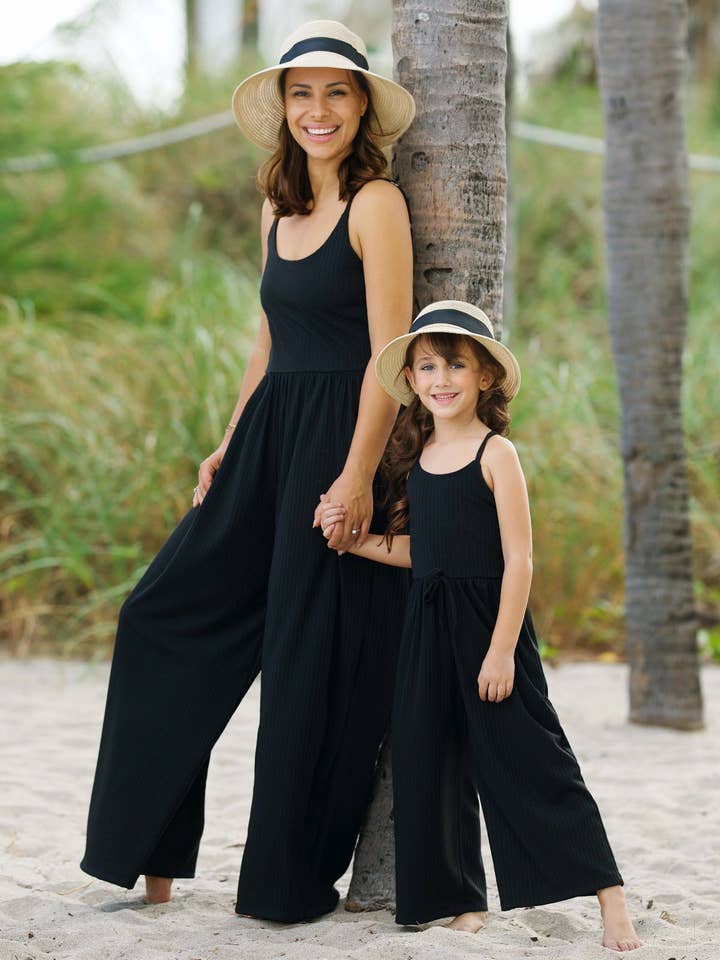 Mommy and Me Blushing Beauties Black Jumpsuit for wholesale by Mia Belle Girls • Wholesale