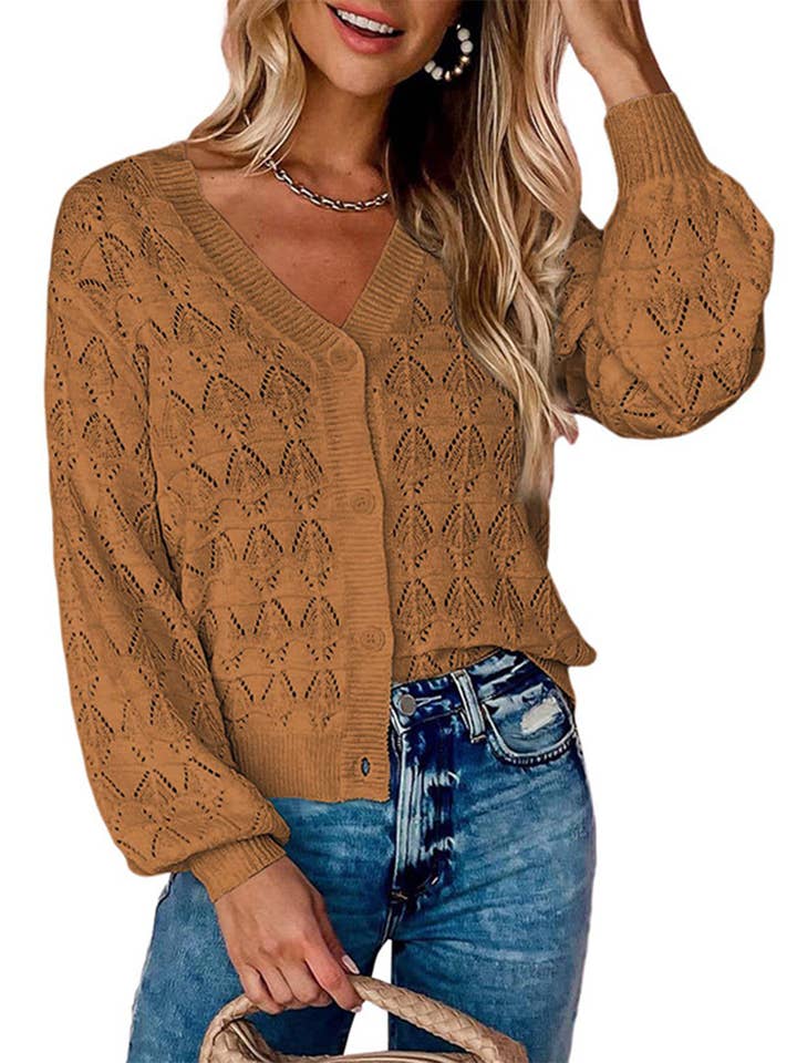 Long Sleeved V-neck Cardigan Knitted Sweater for wholesale by Wholesalesir