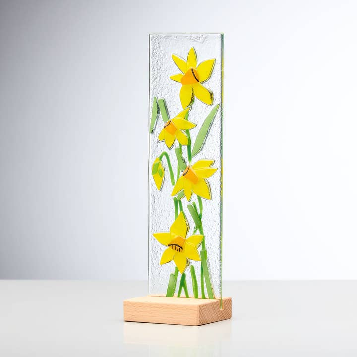 Placa Decorativa de Flores de Pé - Amarela por atacado de Sienna Glass