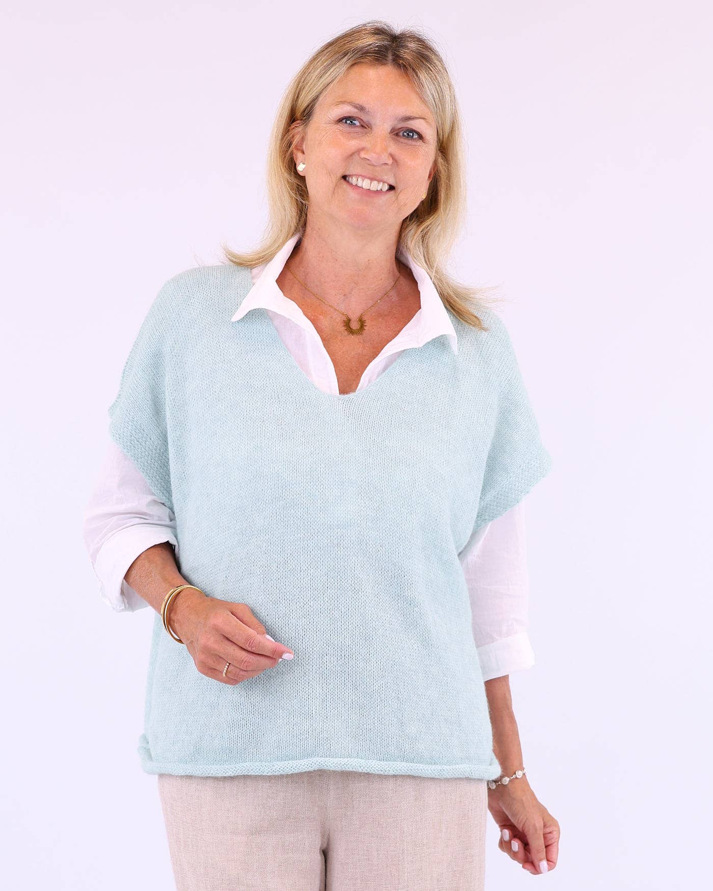 Cadenza Italy Ltd – Großhandel Strickpullover – Damen – Alpaka-Mischung V-Ausschnitt Tunika2