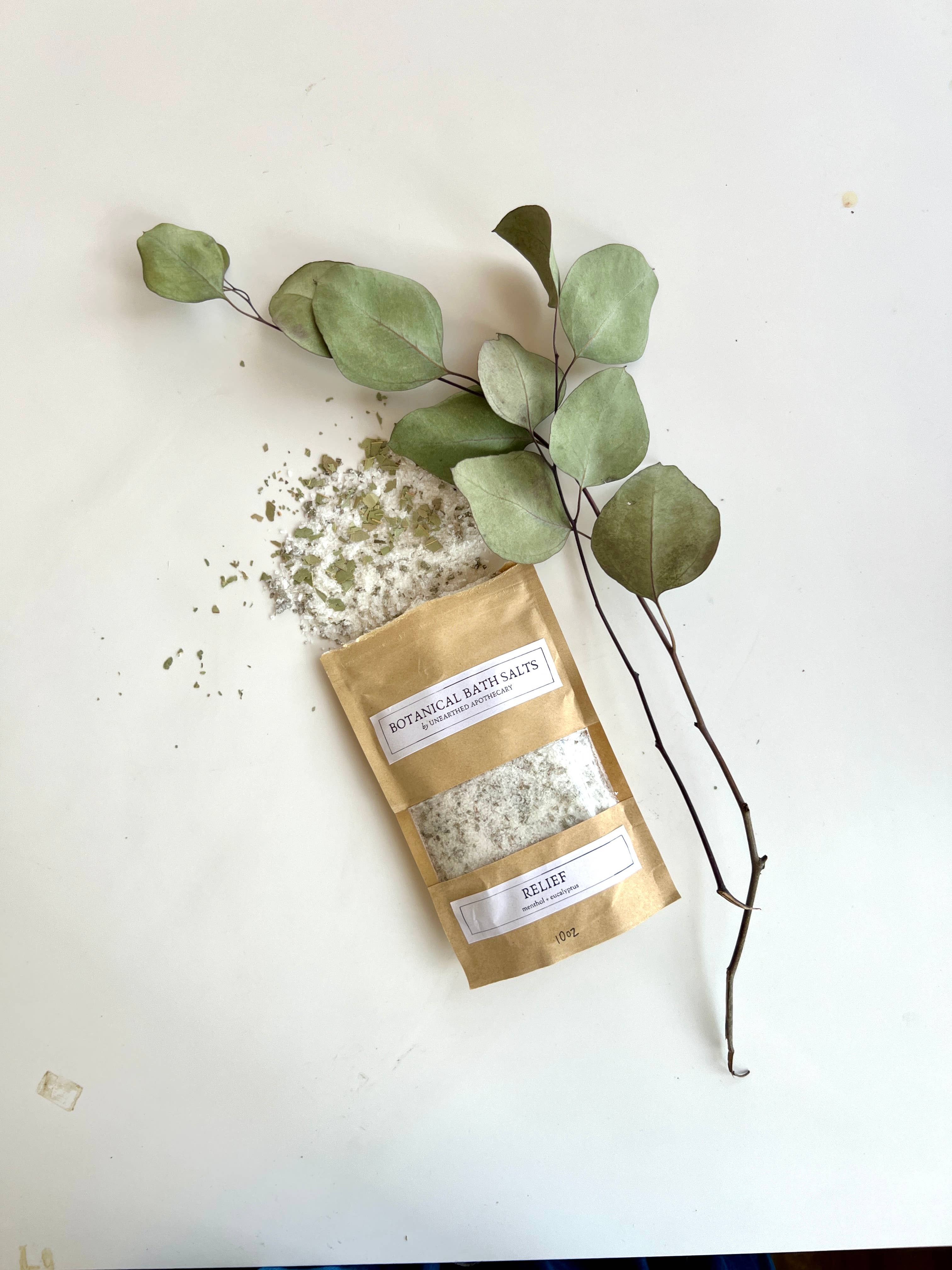 Unearthed Naturals - Wholesale Bath Salts - Relief - Menthol Eucalyptus Bath Salts | Cold and Flu |10 oz