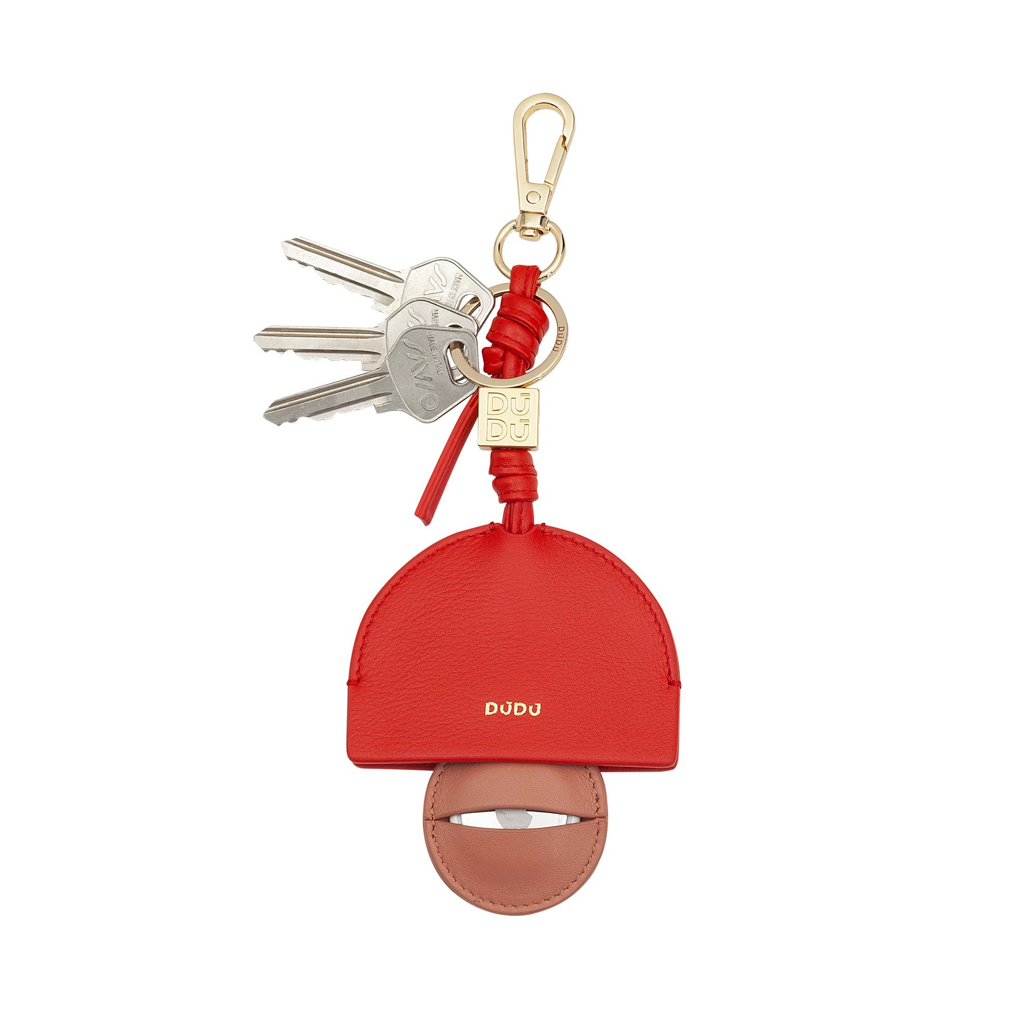 dudu - Wholesale Keychain - Unisex - Dudu Keychain In Genuine Leather With Airtag Flame Red2