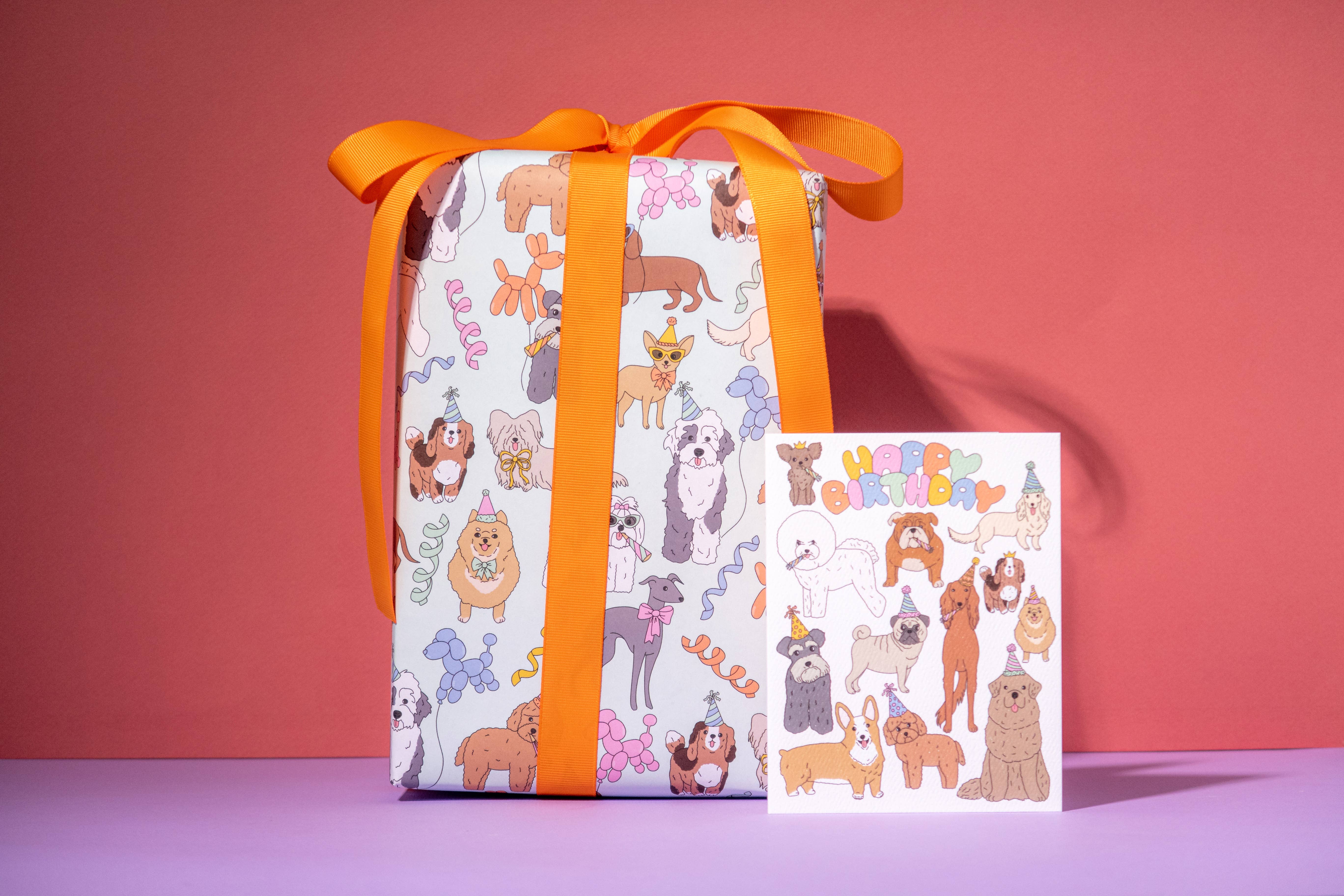 Illustrating Amy - Wholesale Wrapping Paper Roll - Birthday Dogs Gift Wrap Rolls1
