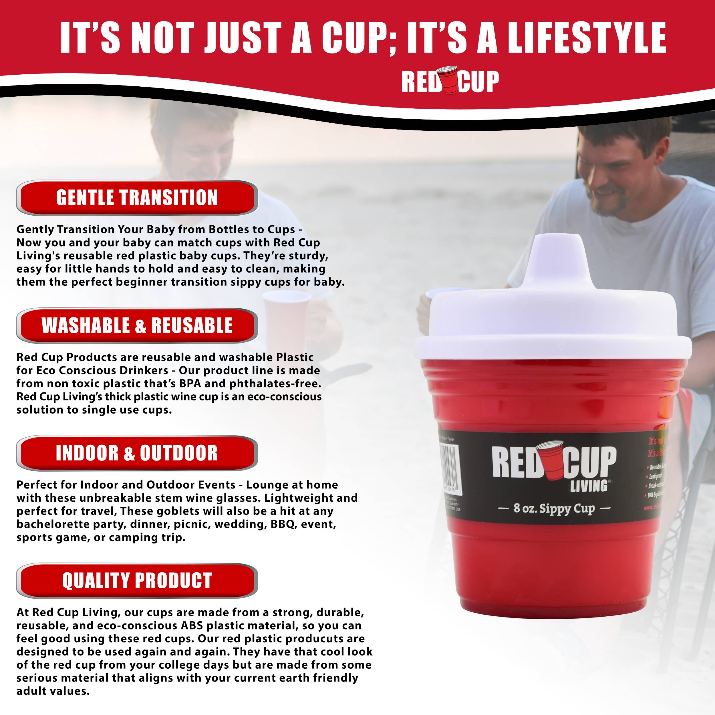Red Cup Living - Wholesale Drinking Glass/Cup - Kids & Baby - Red Cup Living Baby Sippy Reusable Cup, 8 Oz, BPA Free6