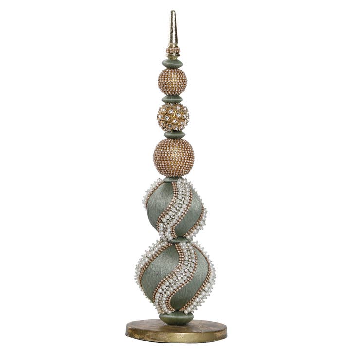 Sage Embellished Table Topper for wholesale by Vatican Homes