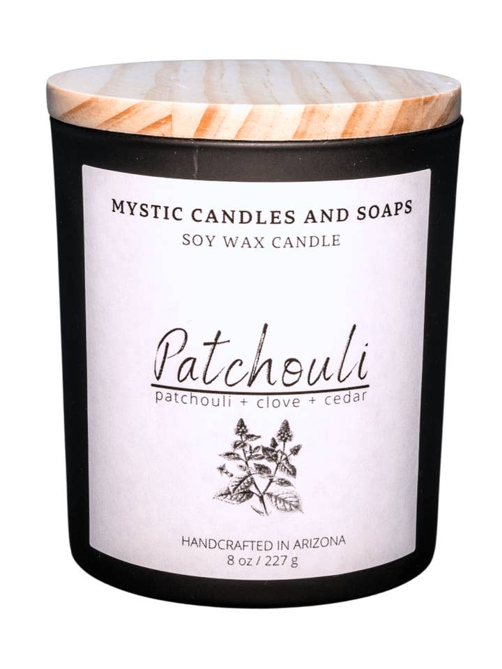 Patchouli Highly Scented Handcrafted Soy Wax Candle for wholesale by Mystic Candles