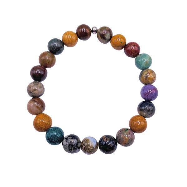 Renewal & Joy - Bracelet en perles Warm Ocean Jasper 8 mm pour la vente par Featherly