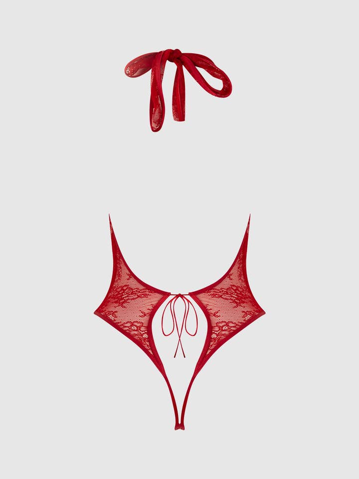 House of Desire – Engroshandel Bodysuit undertøj - Dame – Kiki Blonde Halter Teddy med dyb udskæring14