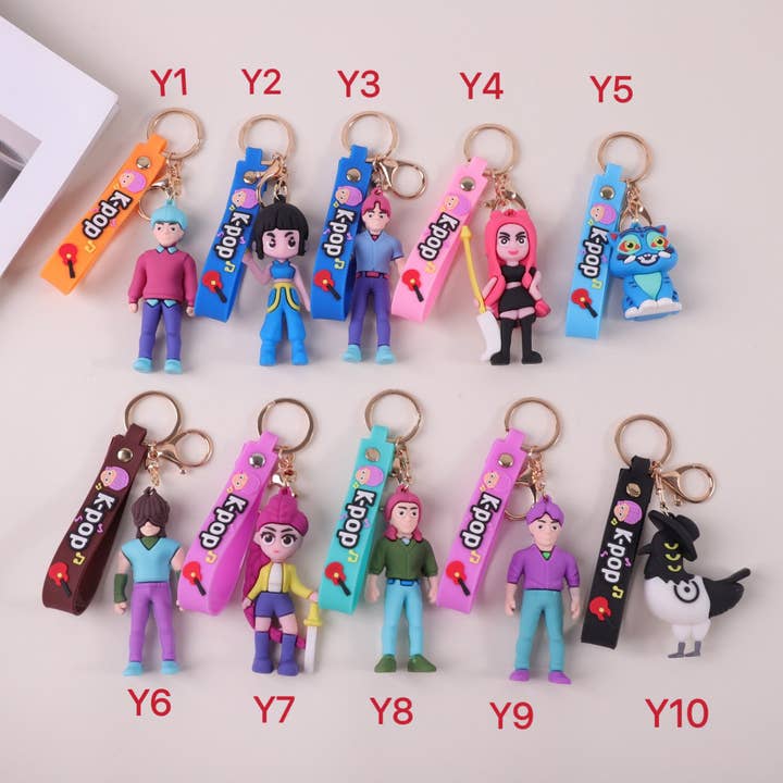 Auraquise - Wholesale Keychain - Kids - K-Pop Demon Hunters Keychain – Cartoon Anime Leather Charm, Trendy Collectible Bag Accessory