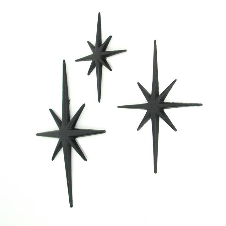 Zeckos - Vente Décoration murale - Lot de 3 grandes tentures murales Starburst en fonte noire1