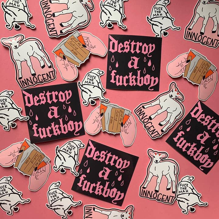 Peach Beast - Wholesale Sticker - Destroy A F*ckboy Vinyl Sticker
