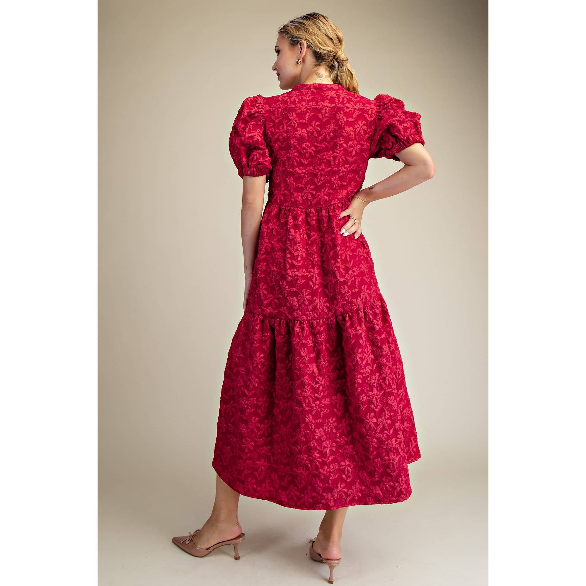 STYLE USA - Wholesale Dress - Women's - NEW Puff Sleeve Midi Dress13