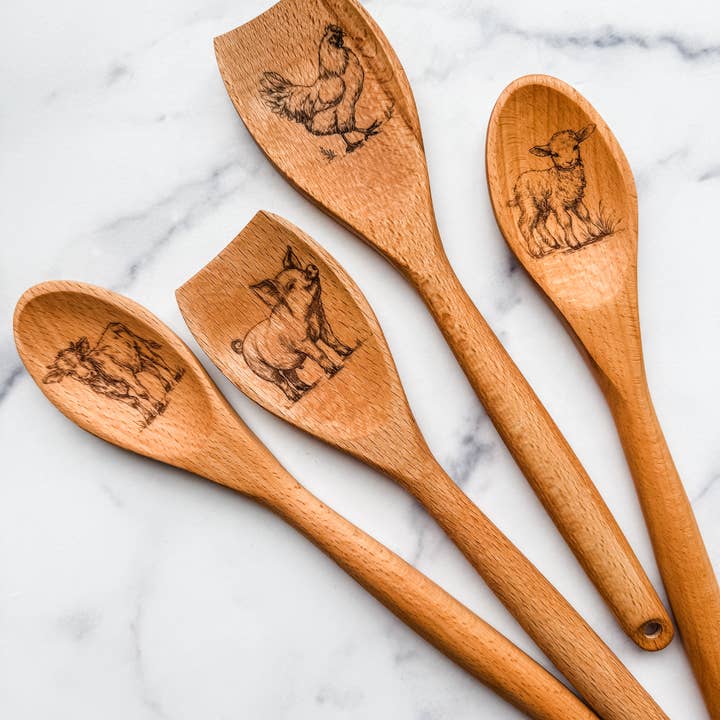 Wood & Ash - Wholesale Kitchen Spoon - Farm Animal Wooden Spoons4