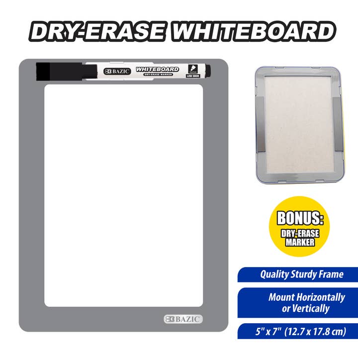 BAZIC Products - Wholesale Whiteboard/Dry-Erase Board - Magnetic Locker Dry Erase Board 5" X 7" w/ Marker1