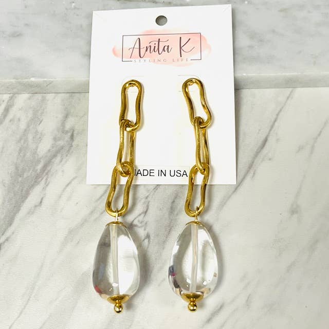 Wavy Oval Link with Stone Drop for wholesale by Anita K By Blushing Pink