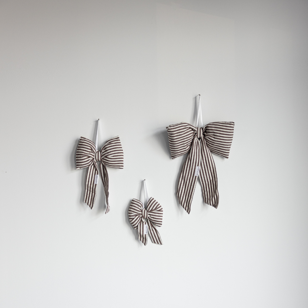 Luxe B Co - Wholesale Christmas Decoration - Bow Striped Brown Fabric 3